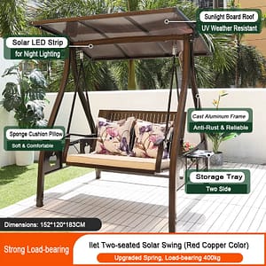 hanging swing chair with solar lights