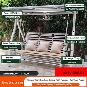 solar powered swing with footrest