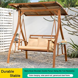 solar powered swing wood grain color