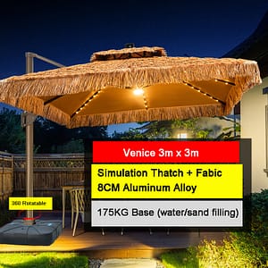 outdoor umbrella with led lights authentic thatch style 2.5m 8cm 350lbs