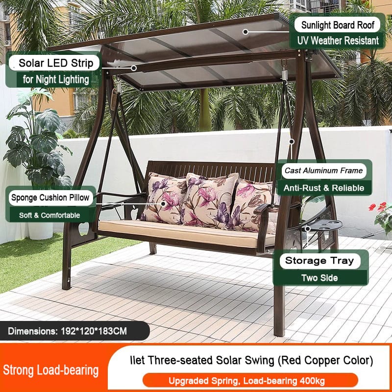 solar rocking chair with led lights red copper color solar rocking chair with led lights red copper color