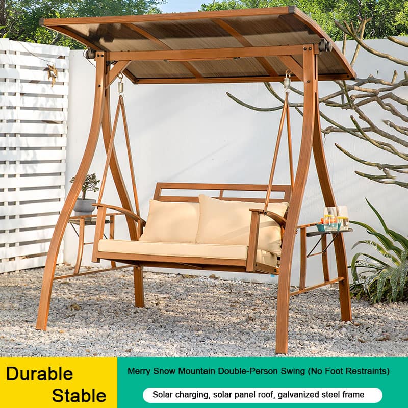 solar powered swing wood grain color solar powered swing wood grain color